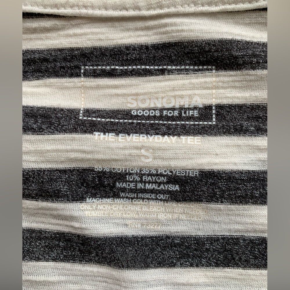 Sonoma Goods For Life Striped Everyday Tee S Gray White Long Sleeve - Picture 4 of 9